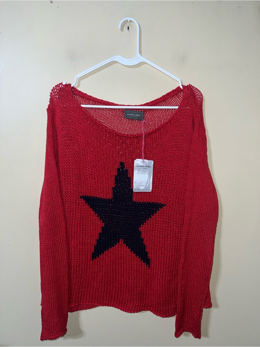 𝅺Wooden Ships Star Cotton Crew Sweater S/M NEW